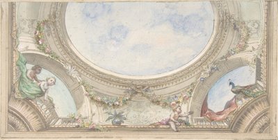 オテル・ド・トレヴィーズのダイニングルームのだまし絵の天井のデザイン、1850-1910年制作者：Jules-Edmond-Charles Lachaise, Eugène-Pierre Gourdet. 作： Jules Edmond Charles Lachaise and Eugène Pierre Gourdet