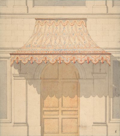 ムーア様式のドアの上の日よけのデザイン（1830-97年）。クリエイター。ジュール＝エドモンド＝シャルル・ラシェス、ウジェーヌ＝ピエール・グーデ。 作： Jules Edmond Charles Lachaise and Eugène Pierre Gourdet