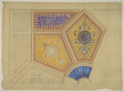 19世紀後半の格間天井の塗装装飾のデザイン。 作成者: ジュール・エドモンド・シャルル・ラシェーズ、ウジェーヌ・ピエール・グルデ。 作： Jules Edmond Charles Lachaise and Eugène Pierre Gourdet
