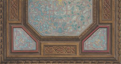 モノグラムが描かれた格天井の塗装装飾のデザイン。H, 1830-97.製作者ジュール＝エドモンド＝シャルル・ラシェス、ウジェーヌ＝ピエール・グーデ。 作： Jules Edmond Charles Lachaise and Eugène Pierre Gourdet