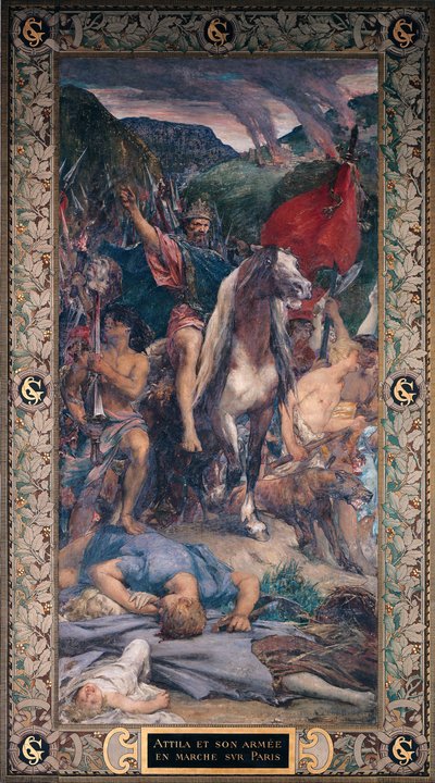 アッティラ（406-453年頃）と彼のパリ軍の行進 作： Jules Elie Delaunay