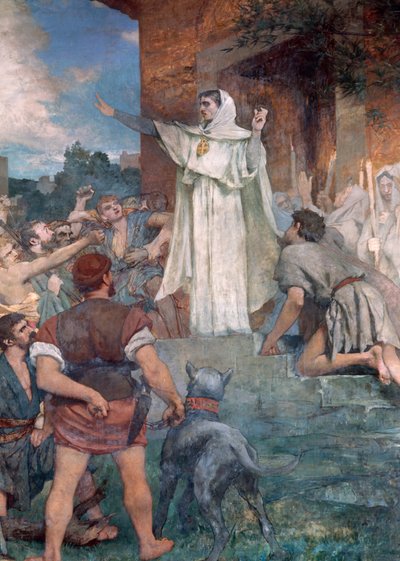 ジュヌヴィエーヴがパリジャンを落ち着かせる 作： Jules Elie Delaunay