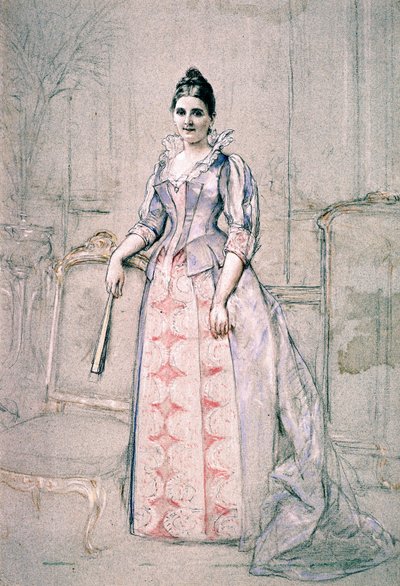 価値のあるドレスを着たカルノー夫人の肖像 作： Jules Emile Saintin