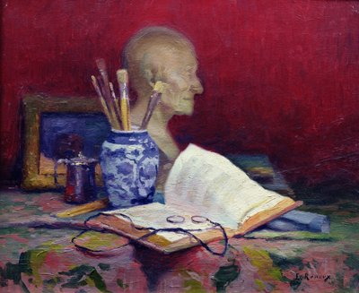 ヴォルテールの頭のある静物 作： Jules Ernest Renoux