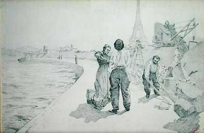 パリのセーヌ河岸の眺め 作： Jules Ernest Renoux