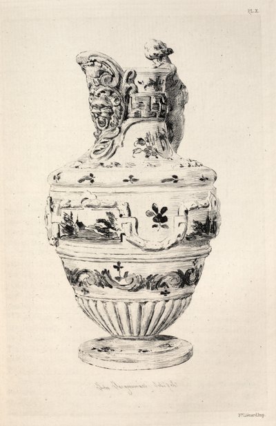 陶芸の歴史：陶器の記述的および哲学的研究...プレートX、1877年。 作： Jules Ferdinand Jacquemart