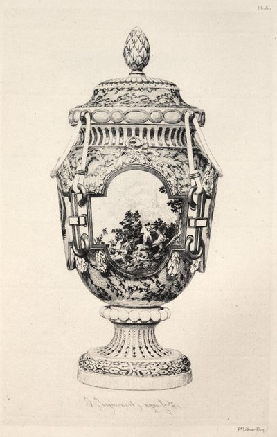 陶芸の歴史：陶器の記述的および哲学的研究...プレートXI、1877。 作： Jules Ferdinand Jacquemart