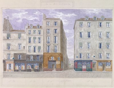 No.28 to No.34 Rue du Four、Paris、France、1893（紙にトイレ） 作： Jules Gaildrau