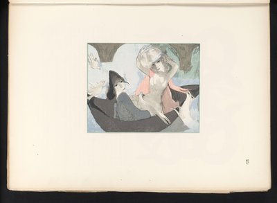 鳥と犬を連れた 2 人の女性像 作： Jules Germain