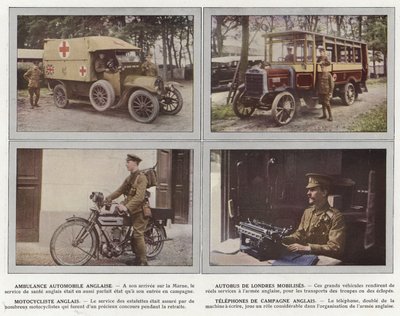 英国の自動車救急車、ロンドンバスモビリゼス、英国のモーターサイクリスト、英国のカントリー電話 作： Jules Gervais Courtellemont