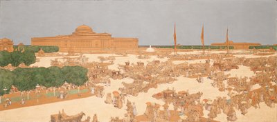 ミシガンアベニューの提案された広場のジュール・ゲランによる絵画（水彩） 作： Jules Guerin