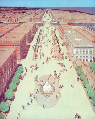 シカゴ川の北側と南側を接続するために提案された大通り 作： Jules Guerin