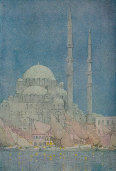 イェニヴァリデジャミシのモスク、コンスタンティノープル、1913 作： Jules Guerin