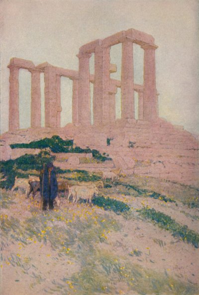 ポセイドンとアテネの神殿、スニウム1919 作： Jules Guerin