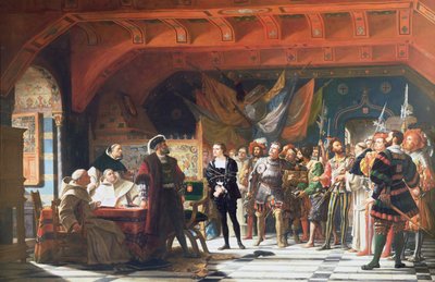 1530年、1870年にサヴォイア公爵の前に連れられたシヨンの囚人、フランシスデボニバル（1496-1570） 作： Jules Hippolyte Ravel