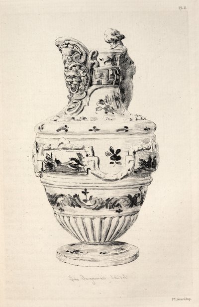 陶芸の歴史：すべての時代とすべての国の陶器の記述的および哲学的研究：スペイン：タラベラ・デ・ラ・レイナ - ファイアンス - エワー（プレートX） 作： Jules Jacquemart