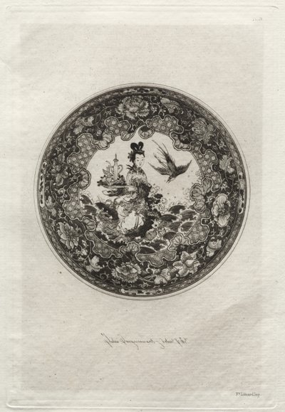 豊かな琺瑯地と女神光仁を表すメダリオン付きソーサー 作： Jules Jacquemart