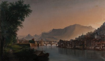 19世紀のグルノーブルの眺め（油彩・キャンバス） 作： Jules Jean Baptiste Guedy