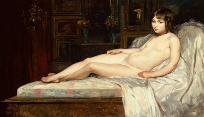 Young Nude Reclining (キャンバスに油彩) 作： Jules Joseph Lefebvre