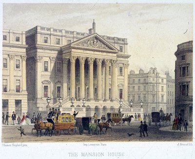 1854年、ロンドンのマンションハウス外観 作： Jules Louis Arnout