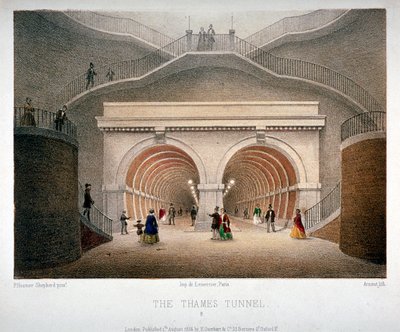 テムズトンネル入口の風景（1854年、ロンドン 作： Jules Louis Arnout