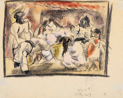 男性、女性2人、子供2人（トイレットペーパー） 作： Jules Pascin