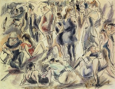 アメリカンビーチ;プラージュアメリカン、1917年頃 作： Jules Pascin