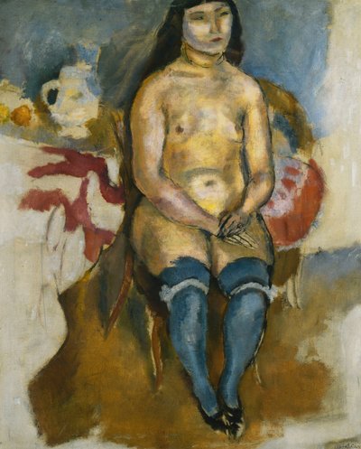 青いストッキングのアジア人;ブルーボトムスのアジア、1922年 作： Jules Pascin