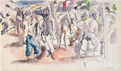 図と馬（紙にトイレ） 作： Jules Pascin