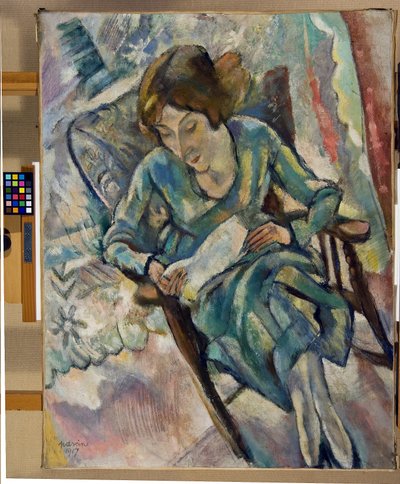 グリーンリーディングの少女、1917 作： Jules Pascin