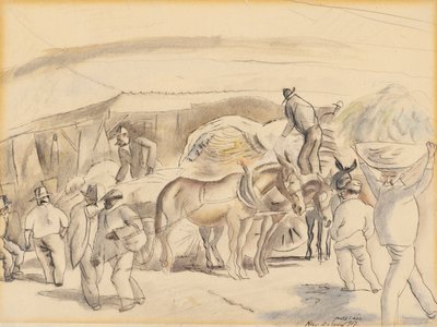 収穫機、1917（紙にトイレ） 作： Jules Pascin