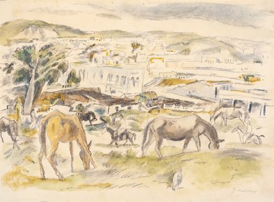 風景の中の馬（紙にトイレ） 作： Jules Pascin