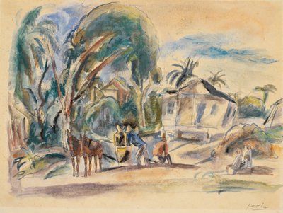 風景、家、木 作： Jules Pascin