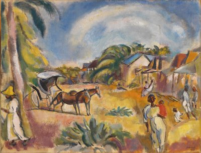 人物と馬車のある風景 作： Jules Pascin