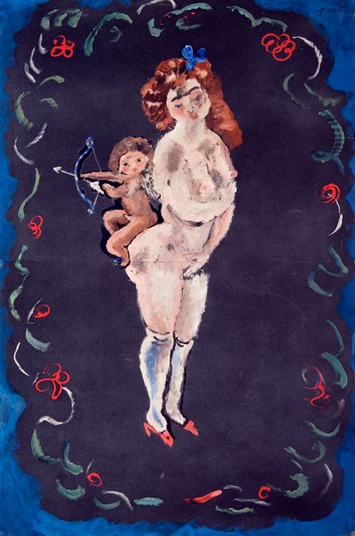ヌードとキューピッド 作： Jules Pascin