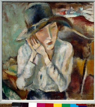 大帽子をかぶったエルミーヌの肖像」 ジュール・パスカン（1885-1930）の作品 作： Jules Pascin