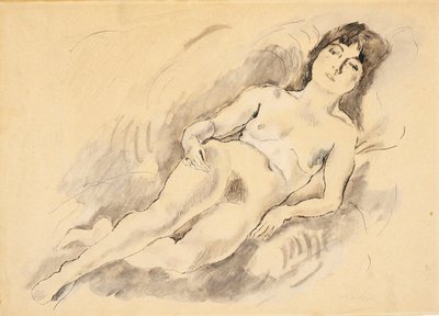 リクライニングヌード（紙にトイレ） 作： Jules Pascin