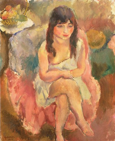 着席フィギュア、1914 作： Jules Pascin