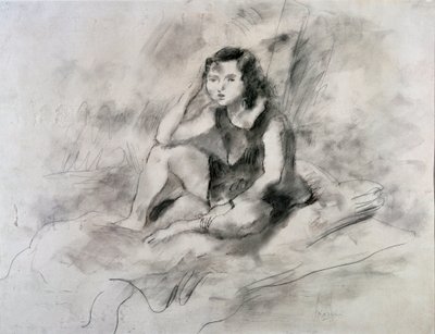 座る少女（水彩・インク、1910年頃 作： Jules Pascin
