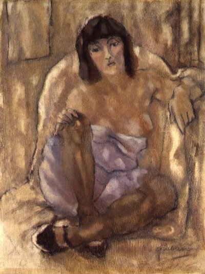 座っている女性（油彩・キャンバス） 作： Jules Pascin