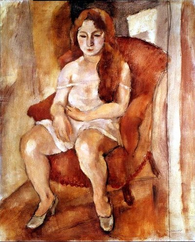 座っている女性（油彩・キャンバス） 作： Jules Pascin