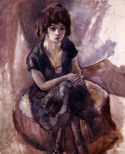座っている若い女性（油彩・キャンバス） 作： Jules Pascin