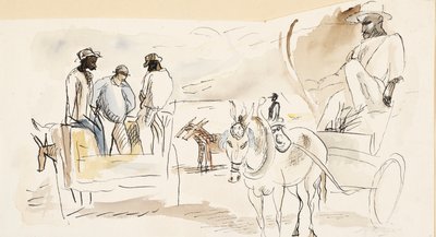 奴隷と2台のカート（紙のトイレ） 作： Jules Pascin
