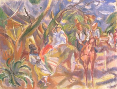 男が馬車を運転する南部の風景、1915 作： Jules Pascin