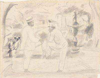 ハバナの公園で二人の男 作： Jules Pascin