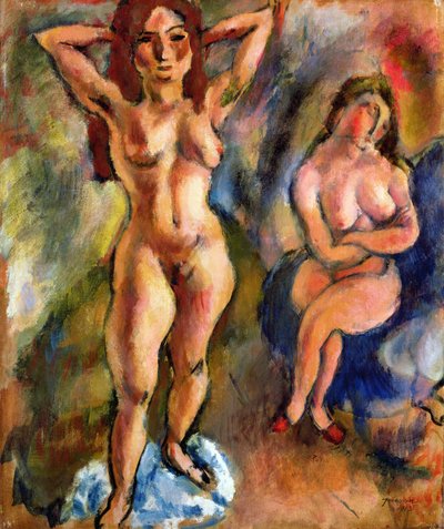 2つのヌード：1つの立っている、1つの座っている、1913 作： Jules Pascin
