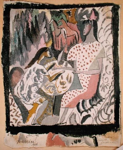 円形テーブルに座る二人の女性（サウスカロライナ州 作： Jules Pascin