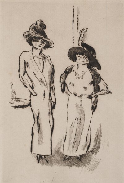 ボールの2人の女性、1910年頃（エッチング） 作： Jules Pascin