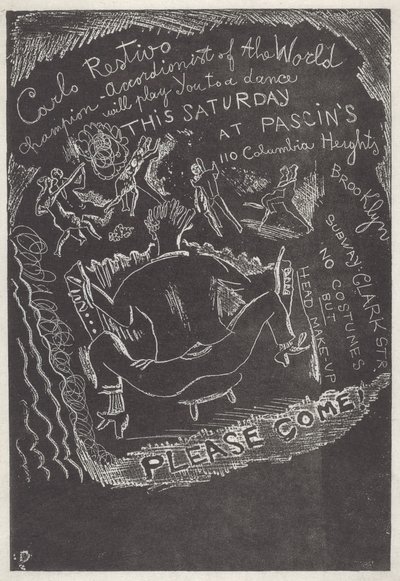 無題 (ジュール・パスサンのパーティーへの招待) 作： Jules Pascin