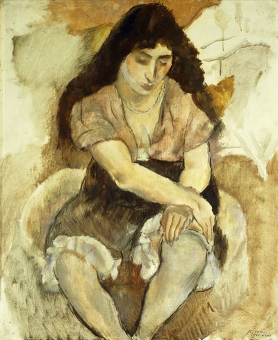 若い女性が座っています。若い着席少女、1921 作： Jules Pascin